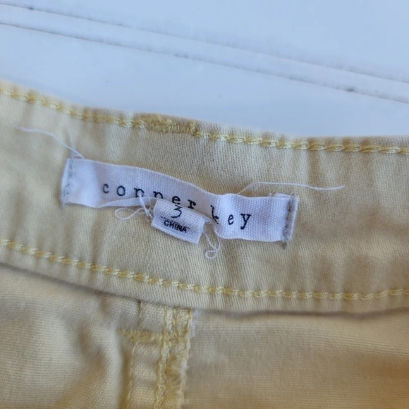 Copper Key Light Yellow Mini Skirt Super Stretchy Jeans Buttons Juniors sz 3 - Picture 7 of 10